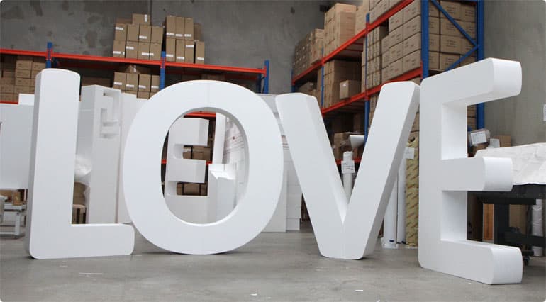 3d love signs polystyrene letters
