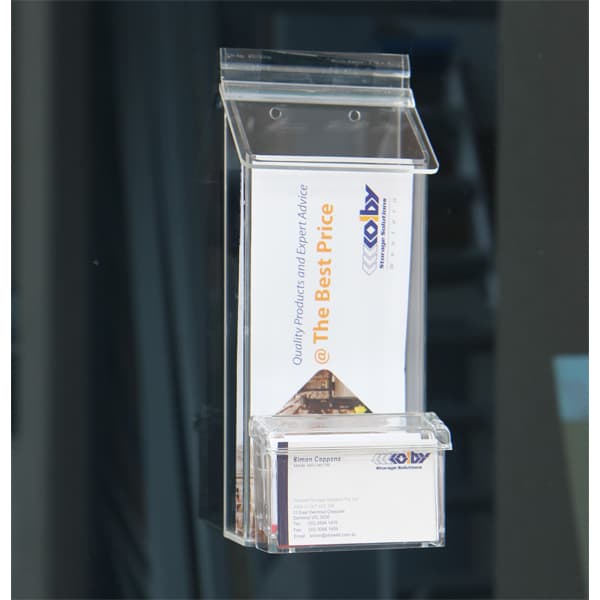 Outdoor brochure holder with business card holder
