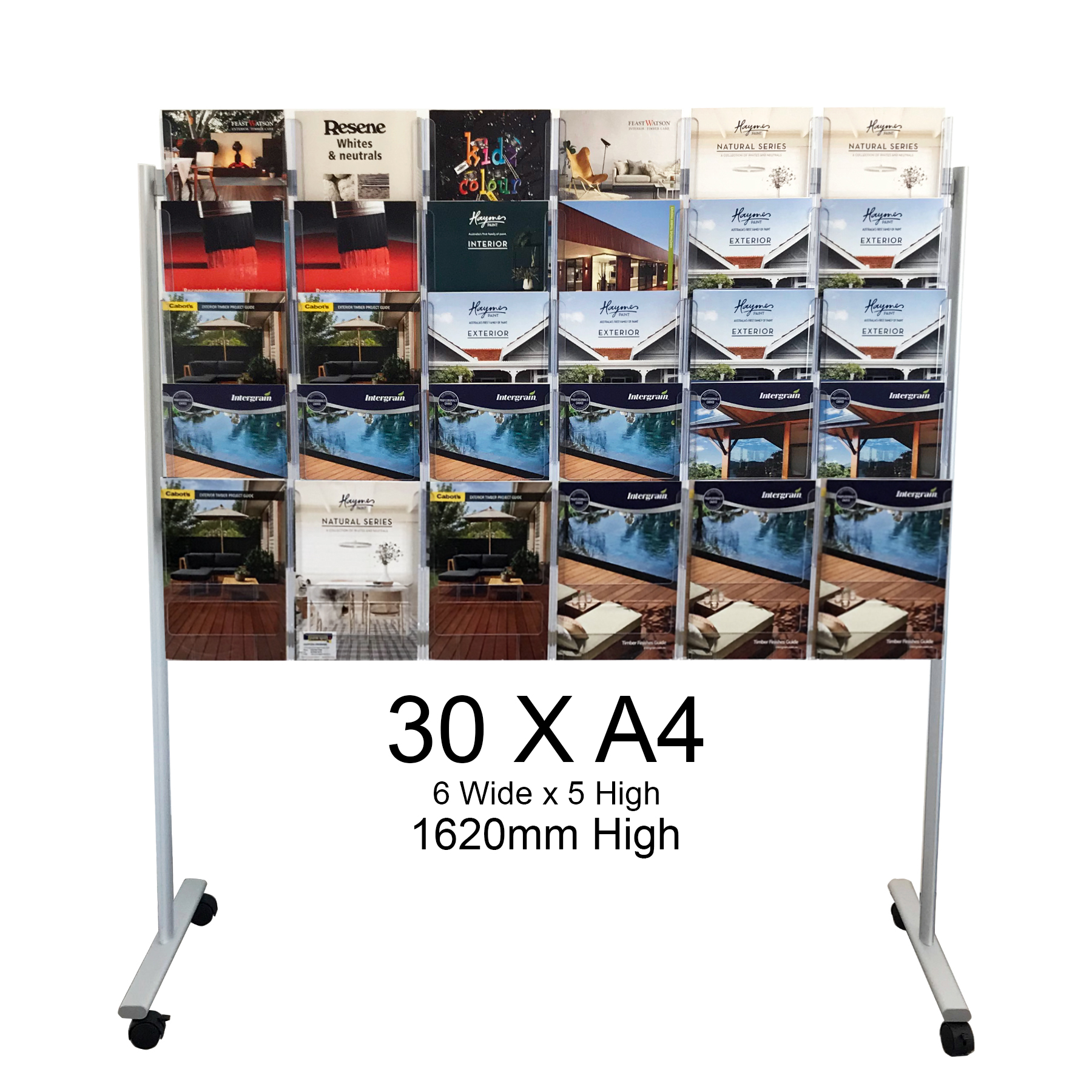 mobile brochure stand with 30 pockets