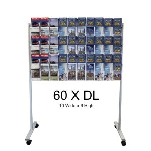 mobile brochure stand with 60 dl pockets