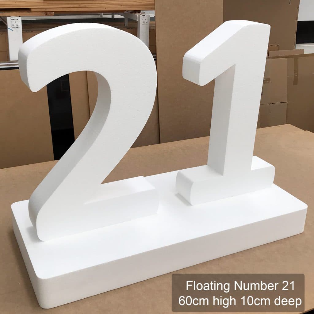 floating 21 birthday numbers