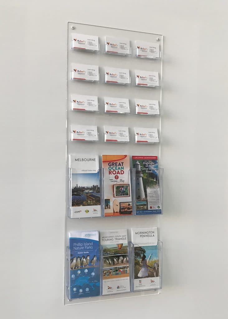 wall mounted disiness card display and brochure holder display