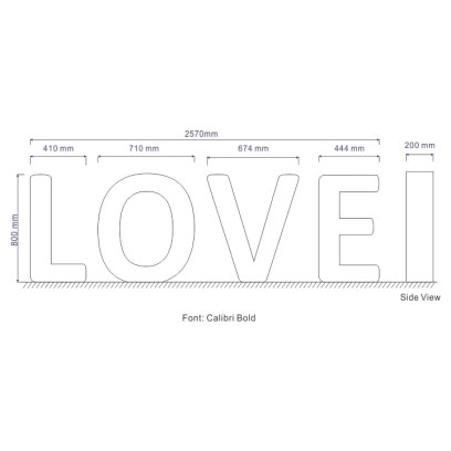Styrofoam Letter “LOVE - 800mm high 200mm thick