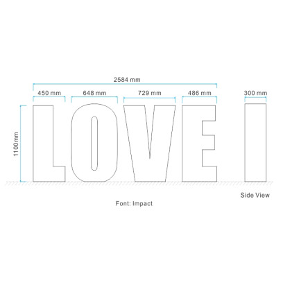 3d Foam Letter “LOVE - 1100mm high 300mm thick