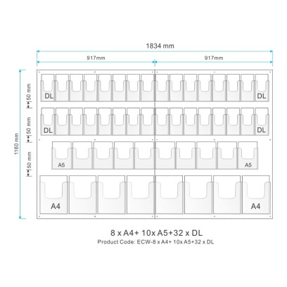 8XA4+10xA5+32X DL Wall Mount Brochure Display Unit