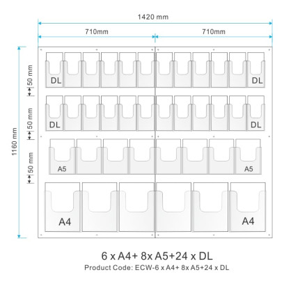 6XA4+8xA5+24X DL Wall Mount Brochure Display Unit