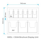 Wall Mounted Brochure Display Unit - 6XDL+3XA4