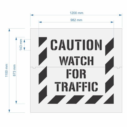 Caution Watch for Traffic Stencil
