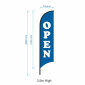 Blue Pre-made Open Flag Banner / Pre-Printed Advertising Sign Flag Banner- Ready to Ship