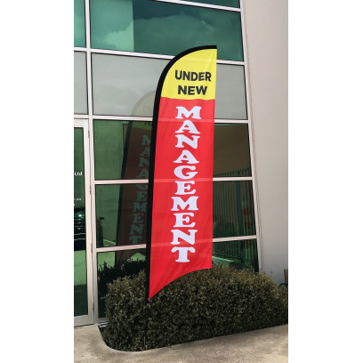 Under New Managment Flag  - Advertising Flags / Feather Flag - In Stock
