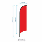 Solid Red Flag  - Blank Red Advertising Flags / Feather Flag - Pre-made Flag