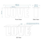 LOVE Table / Love Letter with Table Top - 700mm high 300mm deep