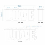 Love Table  / LOVE Free Standing 3D Letter / Love Table Base - 1m high 40cm deep