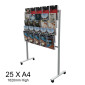 25 X A4 Mobile Brochure Stand / Movable Floor Literature Magazine Display Holder