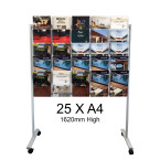 25 X A4 Mobile Brochure Stand / Movable Floor Literature Magazine Display Holder