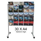 30 X A4 Mobile Brochure Stand / Mobile Floor Standing Literature Magazine Display Stand Brochure Holder