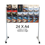 24 X A4 Mobile Floor Brochure Stand / Freestanding Brochure Display Stand