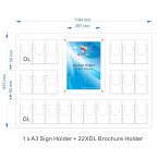 1 A3 Sign Holder + 22 DL Brochure Holder Unit