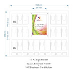 1 A3 Sign Holder + 22 DL Brochure Holder + 10 Business Card Holder Unit