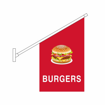 Burgers Flag Kit / Wall Mounted Flag Kit / Advertising Burgers Flag Set