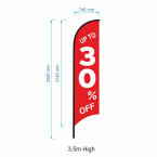 Up To 30 off Flag / Specials Advertising Flag / Big Discount Flag