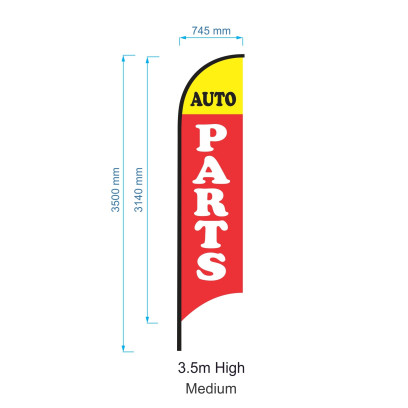 Auto Parts Flag  -  Car Vehicle Part Advertising Flags - Feather Flag - Pre-made Flag