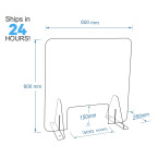 Sneeze Guard / Clear Acrylic Hygiene Screen Barrier / Protective Shield - 60cm High