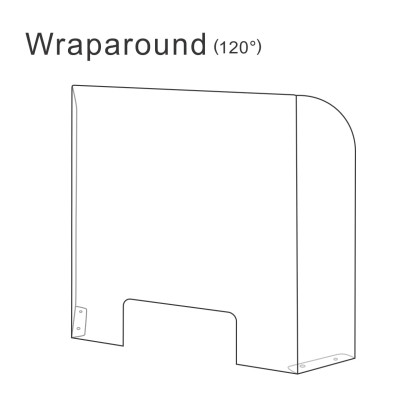 60cm High Wraparound (120°) Sneeze Guard / Counter-top Acrylic Shield / Safety Barrier