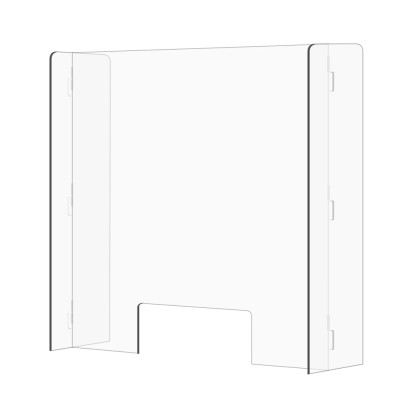 70cm High Enclosed Sneeze Guard / Counter-top Acrylic Shield / Hook and Slot H Shape