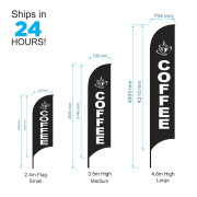 Coffee Sign Flag Black / Pre-made Coffee Flag / Promotion Coffee Advertising Feather Flag