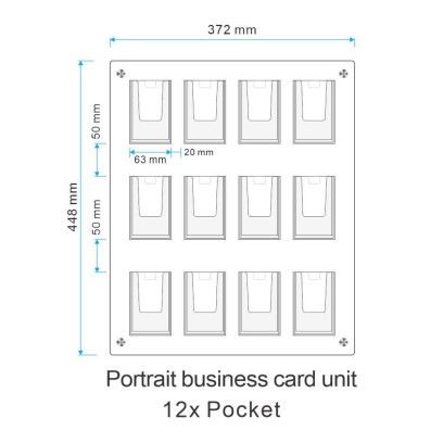 12 Pocket Wall Mount  Business Card Holder Unit - Portrait 4x3