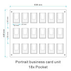 18 Pocket Wall Mount  Business Card Holder Unit - Portrait 6x3
