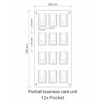 12 Pocket Portrait Wall Mount  Business Card Holder Unit - 3 wide x 4 high