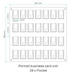 28 Pocket Portrait Wall Mount  Business Card Holder Unit - 7 wide x 4 high