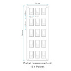 15 Pocket Portrait Wall Mount  Business Card Holder Unit - 3 wide x 5 high