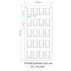 20 Pocket Portrait Wall Mount  Business Card Holder Unit - 4 wide x 5 high
