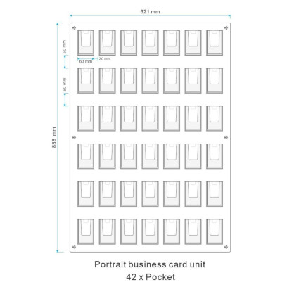 42 Pocket Portrait Wall Mount  Business Card Holder Unit - 7 wide x 6 high