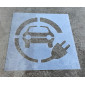 Electric Vehicle Charging Station Car With Circle Plug Stencil