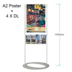 Premium Acrylic Lobby Stand -A2 Poster Double Sided with 4 DL Brochure Holders on one side