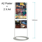 Premium Acrylic Lobby Stand -A2 Poster Double Sided with 2 A4 Brochure Holders on one side