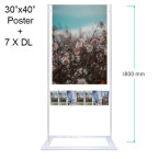 Premium Acrylic Lobby Stand -30"x40" Poster Double Sided with 7 DL Brochure Holders on one side
