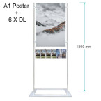 Premium Acrylic Lobby Stand -A1 Poster Double Sided with 6 DL Brochure Holders on one side