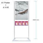 Premium Acrylic Lobby Stand -A1 Poster Double Sided with 4 A5 Brochure Holders on one side