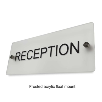 Acrylic Reception Sign with vinyl Sticker Texts, Flush Mount or float mount