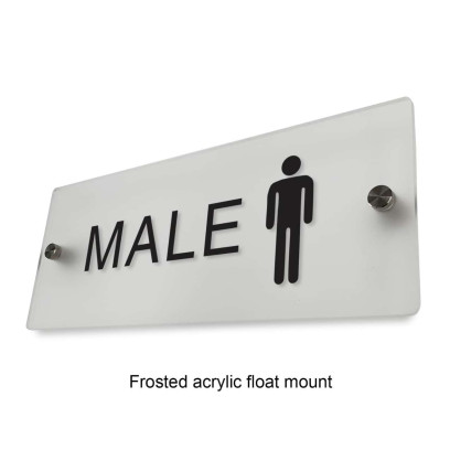 Acrylic Male Sign with vinyl Sticker Texts, Flush Mount or float mount