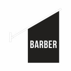 Wall mounted black barber flag sign