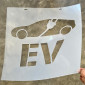 Electric Vehicle with Plug and EV Letters Stencil