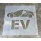 Electric Vehicle with Plug and EV Letters Stencil