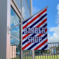 Wall mounted barber shop flag sign