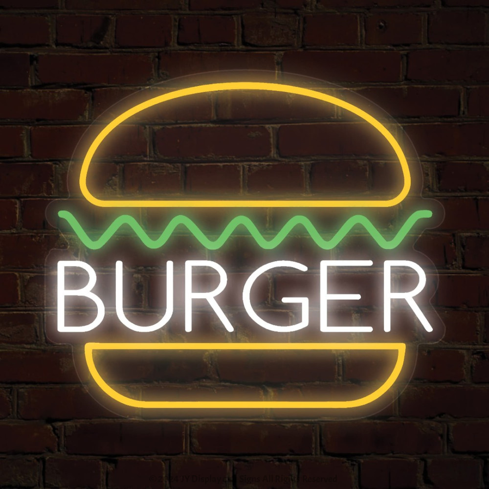 Burger LED Neon Sign great for food store, restaurants, bars, pubs, cafes,  shops and chain stores etc advertising
